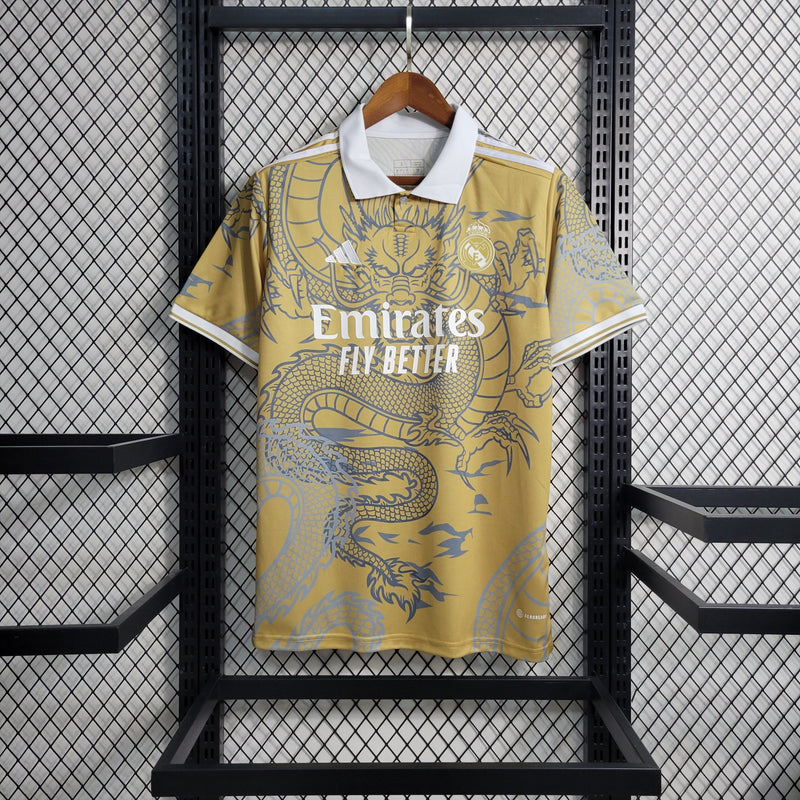 Camisa Real Madrid Dragon Gold 2023 Torcedor - Masculina