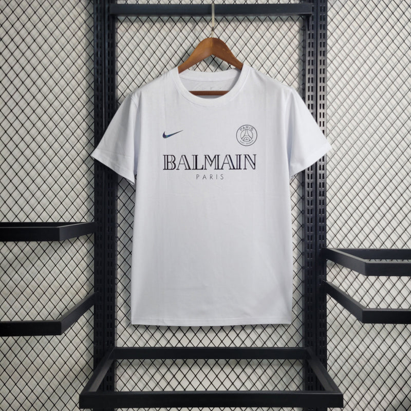 Camisa Edição Exclusiva Paris Saint Germain x Balmain Paris Branca 2023 - Masculina